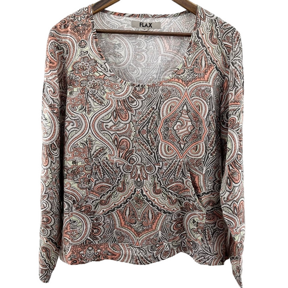 EUC Paisley FLAX Linen I Am Legendary Top Small - Picture 1 of 7